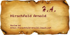 Hirschfeld Arnold névjegykártya